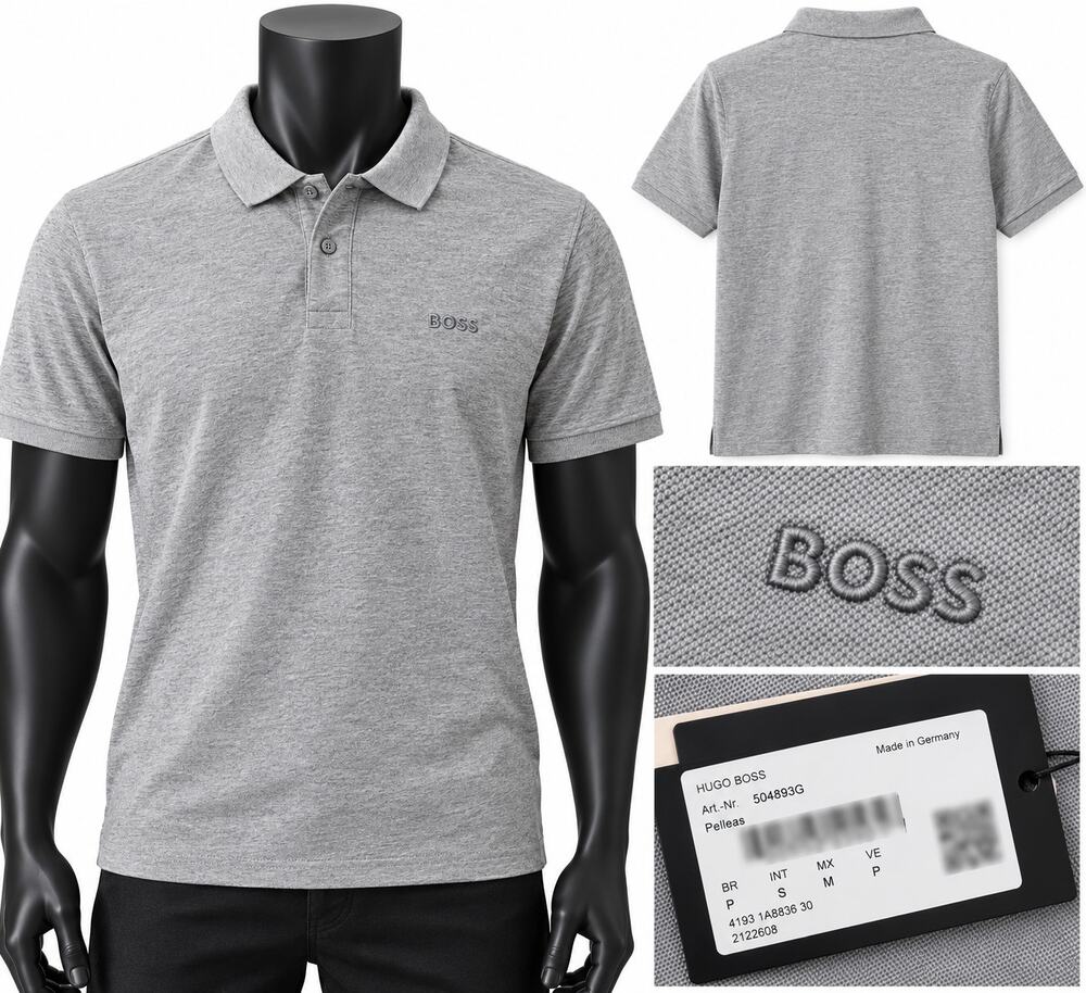 BOSS Men's Gray Cotton Piqué Polo Shirt Short Sleeve Size M NWT Designer Golf